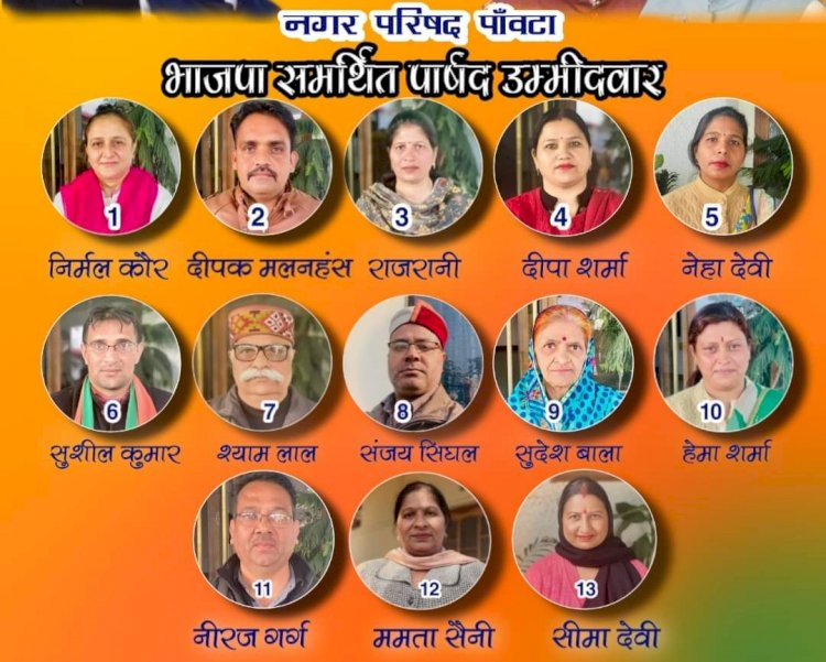 भाजपा ने जारी की नगर परिषद पार्षद उम्मीदवारों की सूची ddnewsportal.com