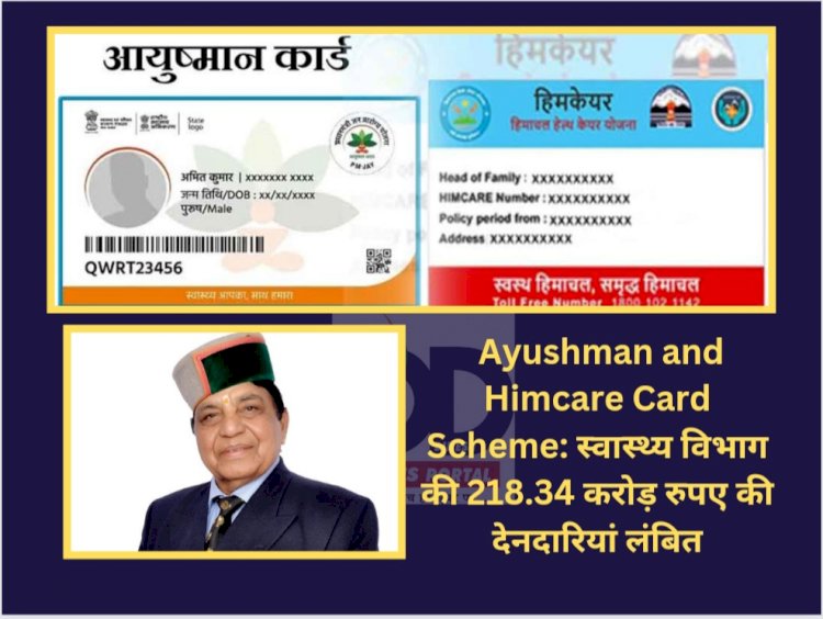 Ayushman and Himcare Card Scheme: स्वास्थ्य विभाग की 218.34 करोड़ रुपए की देनदारियां लंबित  ddnewsportal.com