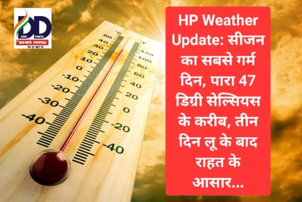 HP Weather Update: सीजन का सबसे गर्म दिन, पारा 47 डिग्री सेल्सियस के करीब, तीन दिन लू के बाद राहत के आसार... ddnewsportal.com