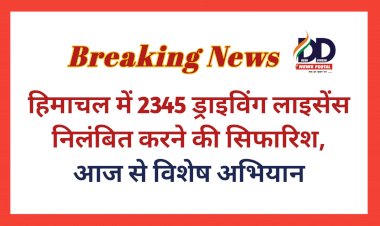 Himachal Breaking: राज्य में 2345 ड्राइविंग लाइसेंस निलंबित करने की सिफारिश ddnewsportal.com