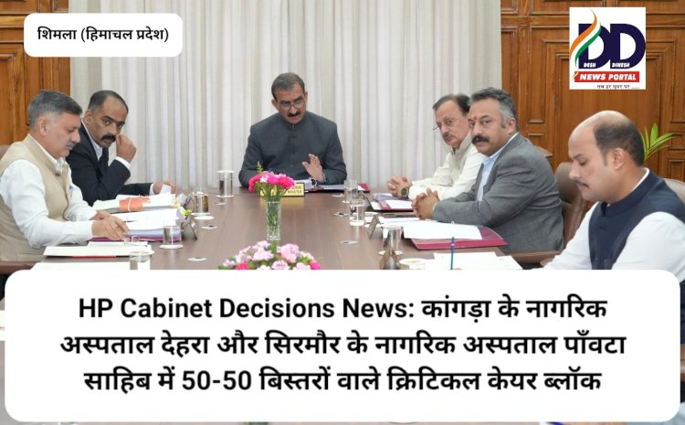 HP Cabinet Decisions News: आ गये हिमाचल कैबिनेट के निर्णय, विस्तार से पढ़ें क्या रहा खास...  ddnewsportal.com