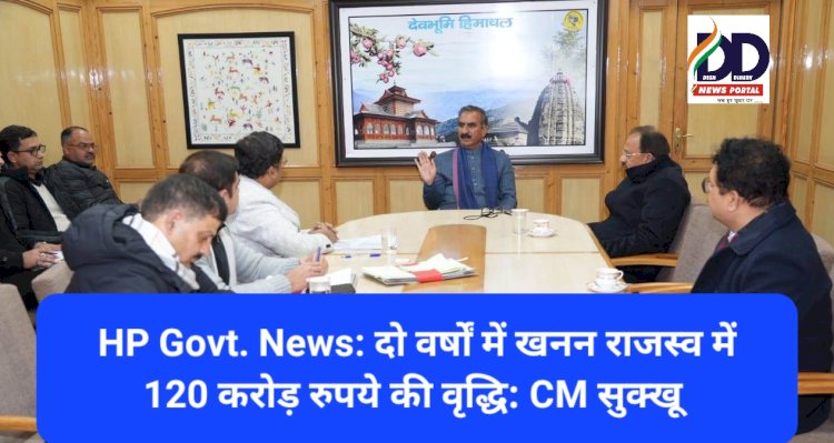 HP Govt. News: दो वर्षों में खनन राजस्व में 120 करोड़ रुपये की वृद्धि: CM सुक्खू  ddnewsportal.com