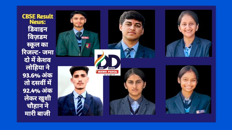 CBSE Result News: डिवाइन विज़डम स्कूल का रिजल्ट- जमा दो में केशव लोहिया ने 93.6 फीसदी अंक तो दसवीं में 92.4 प्रतिशत अंक लेकर खुशी चौहान ने मारी बाजी ddnewsportal.com