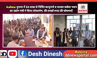 Kafota: दुगाना में 24 लाख से निर्मित कानूनगो व पटवार सर्कल भवन का उद्योग मंत्री ने किया लोकार्पण, की लाखों रुपए की घोषणाएँ ddnewsportal.com