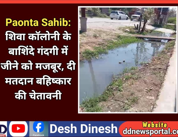 Paonta Sahib: शिवा काॅलोनी के बाशिंदे गंदगी में जीने को मजबूर, दी मतदान बहिष्कार की चेतावनी ddnewsportal.com