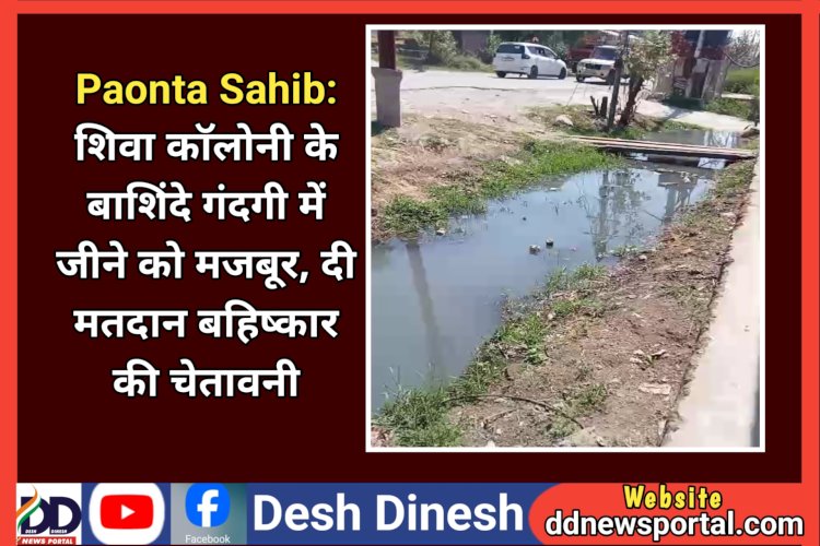 Paonta Sahib: शिवा काॅलोनी के बाशिंदे गंदगी में जीने को मजबूर, दी मतदान बहिष्कार की चेतावनी ddnewsportal.com