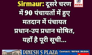 Sirmaur: दूसरे चरण में 90 पंचायतों में हुए मतदान में पंचायत प्रधान-उप प्रधान घोषित, यहाँ है पूरी सूची... ddnewsportal.com