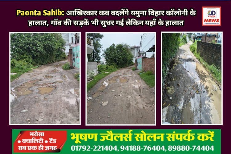 Paonta Sahib: आखिरकार कब बदलेंगे यमुना विहार काॅलोनी के हालात, गाँव की सड़कें भी सुधर गई लेकिन यहाँ...  ddnewsportal.com
